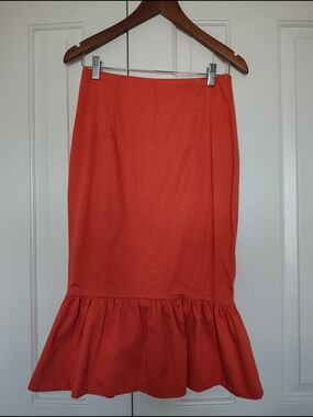 ASOS Coral/ Orange Midi Mermaid Skirt